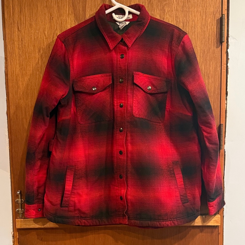 Duluth Trading Co Red & Black Plaid Snap-Front Shirt Jacket